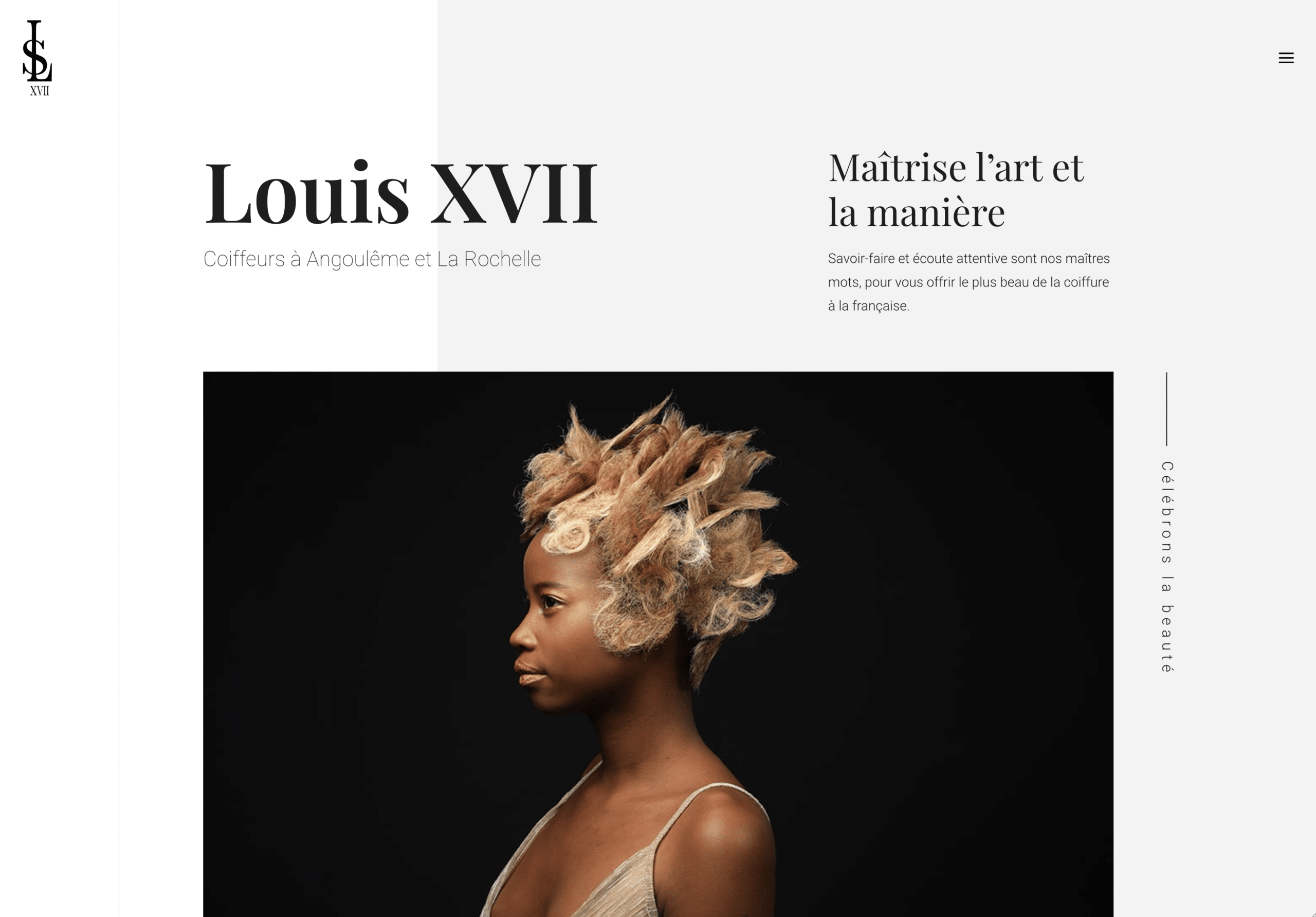 Réalisation idealcoms : Louis XVII coiffeurs, page d'accueil