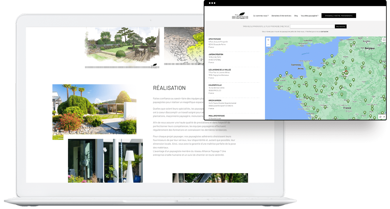 Composition site internet alliance paysage
