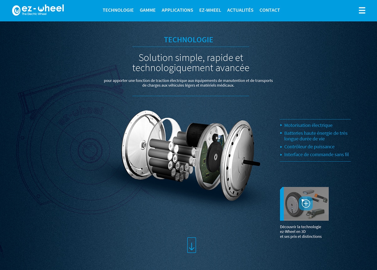 Réalisation web idealcoms : ez-Wheel, page technologie