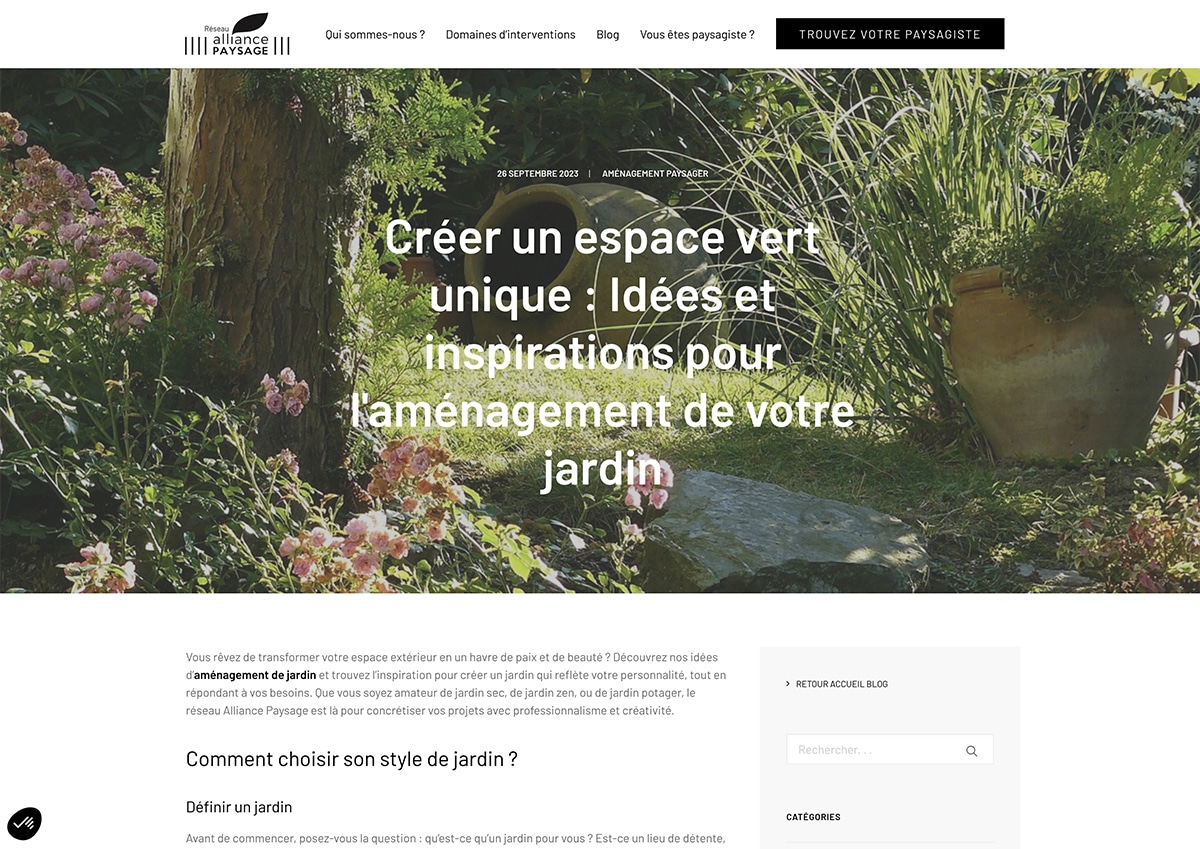Site internet Alliance Paysage